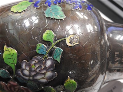 Lot 46 - A Chinese export silver and enamelled vase