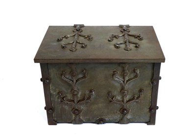 Lot 541 - A steel-clad storage box in the style of an early / old English strong box