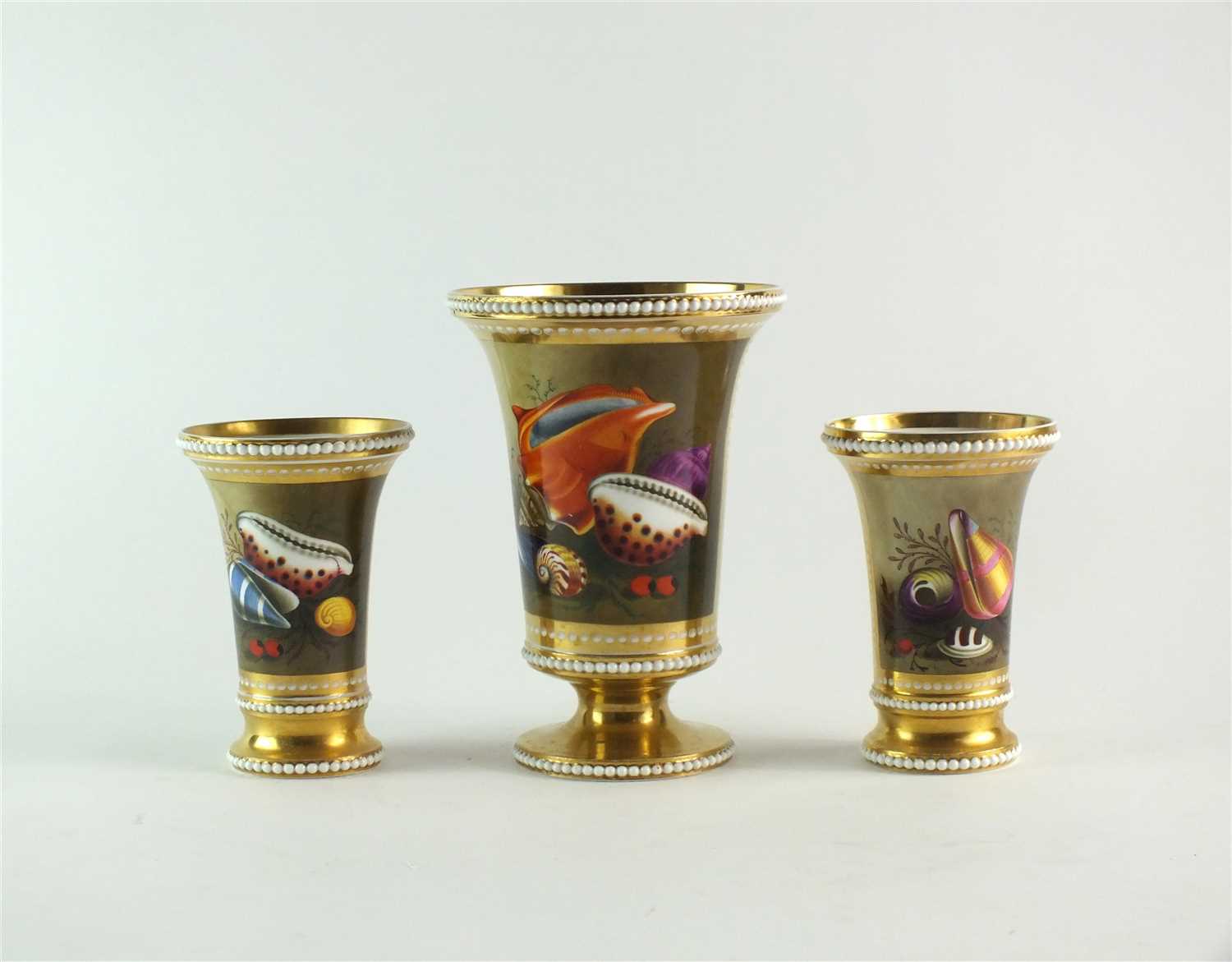 Lot 63 - A garniture of three Spode match pots