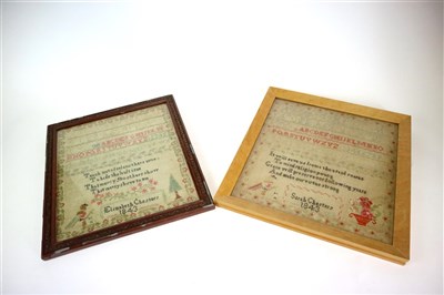 Lot 389 - A Nantwich collection; framed photograph, samplers, almanacs, etc, letters (WW1), small suitcase etc