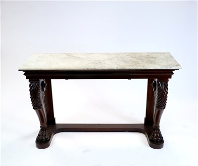 Lot 549 - A 19th century marble topped mahogany console table