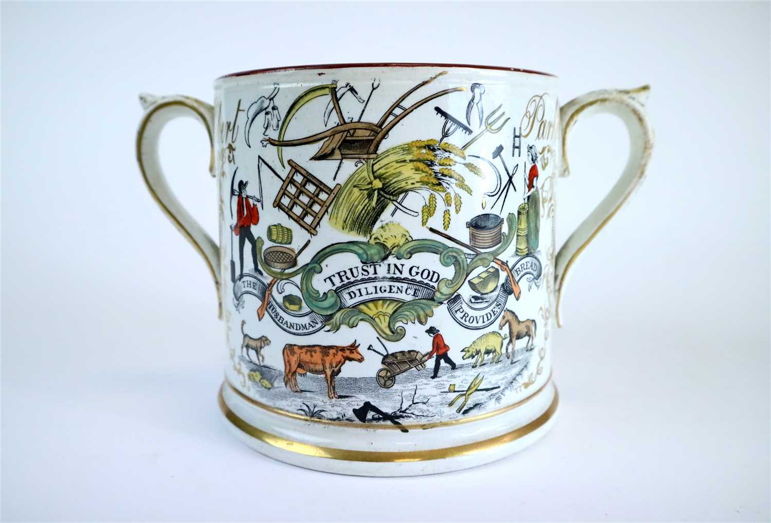 Lot 498 - A Staffordshire twin-handled Farmers Arms