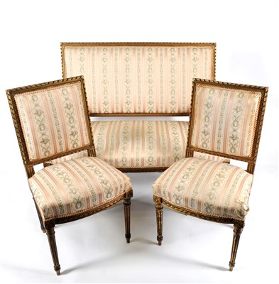 Lot 775 - A 19th century French gilt framed three piece upholstered parlour suite