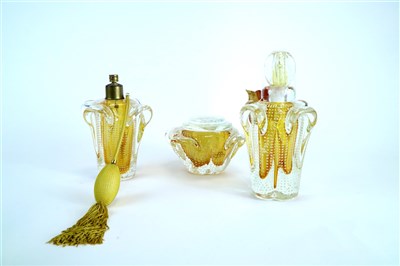 Lot 279 - A three piece glass dressing table set by Barovier & Toso