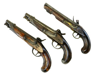 Lot 261 - A flintlock pistol together with two percussion pistols