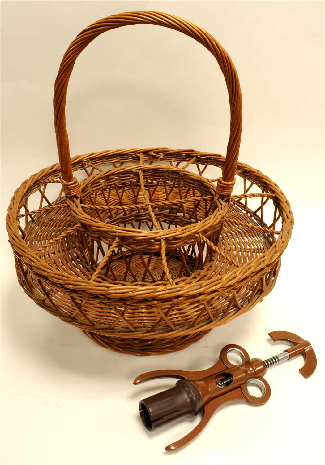 Lot 257 - A large wicker wine bottle compendium together...