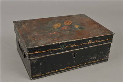 Lot 256 - A 19th century toleware  type cash box