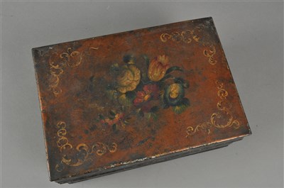 Lot 256 - A 19th century toleware  type cash box