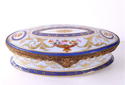 Lot 500 - A French porcelain oval casket