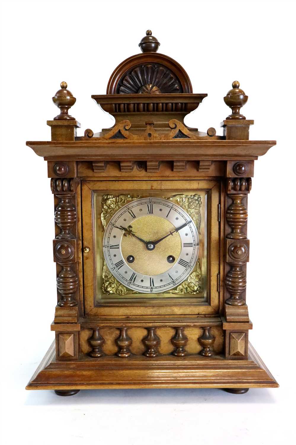 Lot 245 - A 19th century German walnut cased bracket clock