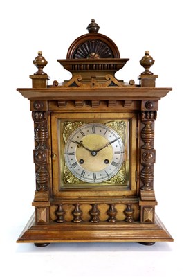 Lot 245 - A 19th century German walnut cased bracket clock