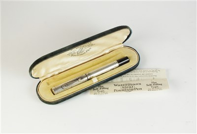 Lot 62 - A Waterman's Ideal silver cased fountain pen within case