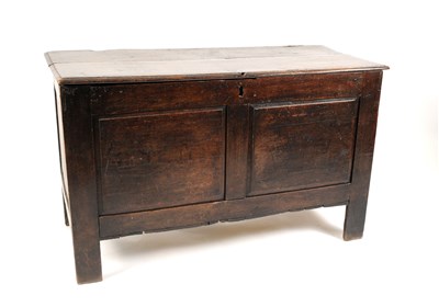 Lot 796 - An 18th century or earlier panelled oak coffer