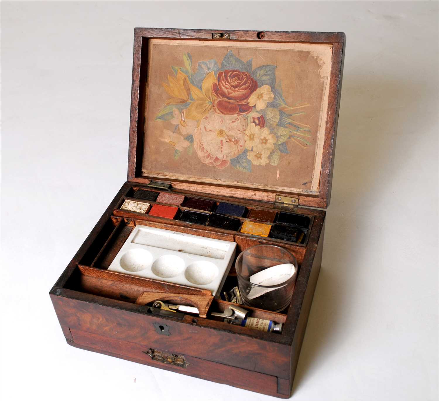 Lot 546 - A Victorian mahogany boxed watercolour set