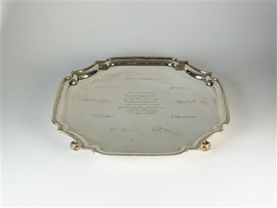 Lot 170 - A silver presentation salver