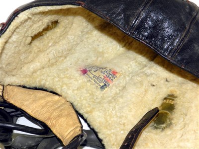Lot 541 - German Third Reich Luftwaffe leather fighter pilot's flying helmet