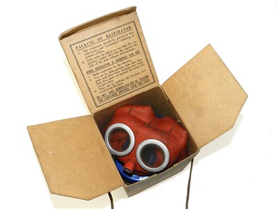 Lot 549 - A British Mickey Mouse respirator and and a WW2 German gas mask container
