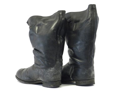 Lot 317 - Pair of British RAF WWII black leather fur-lined flying boots