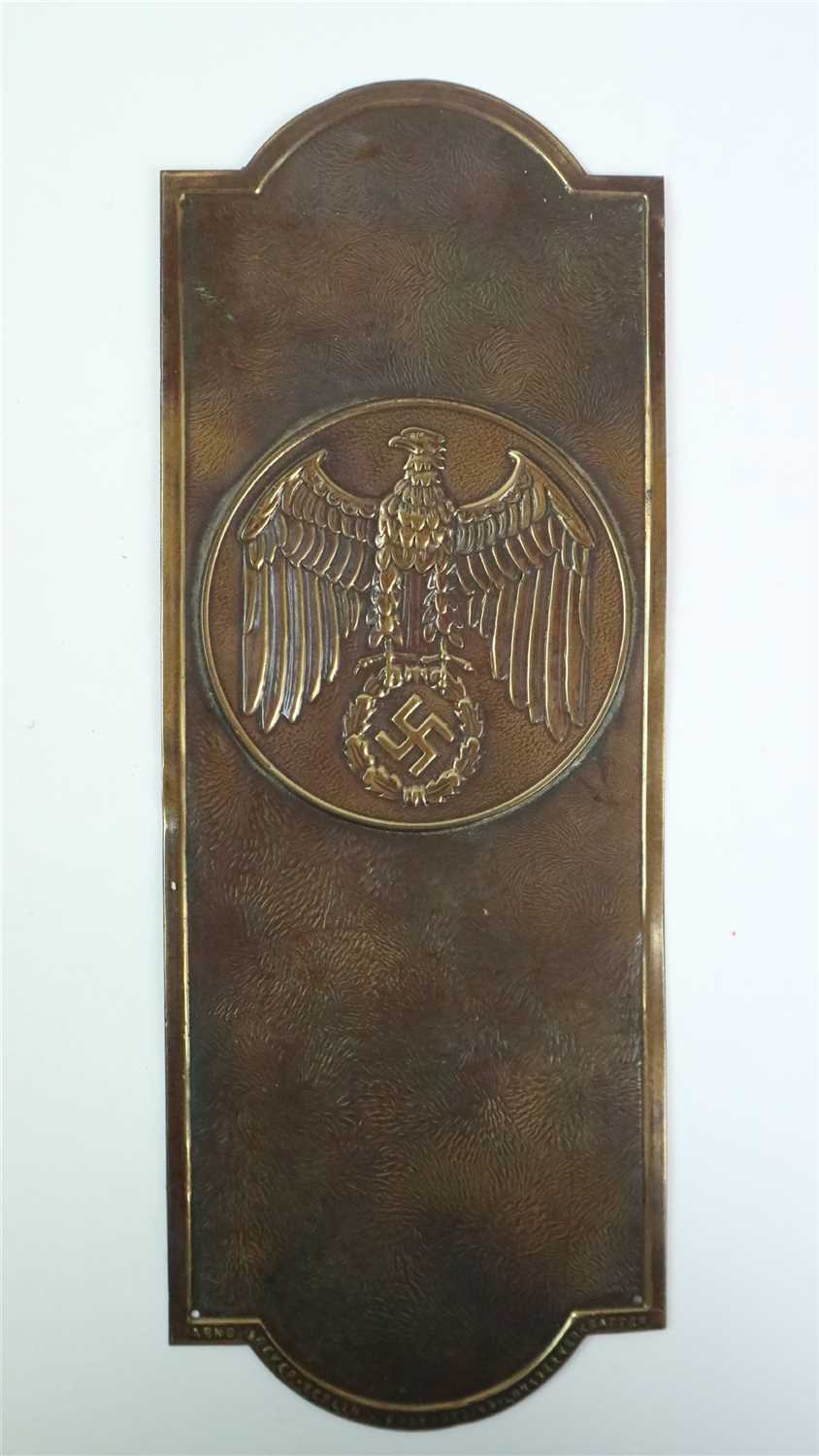 Lot 465 - German Third Reich brass door plate