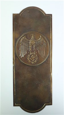 Lot 465 - German Third Reich brass door plate