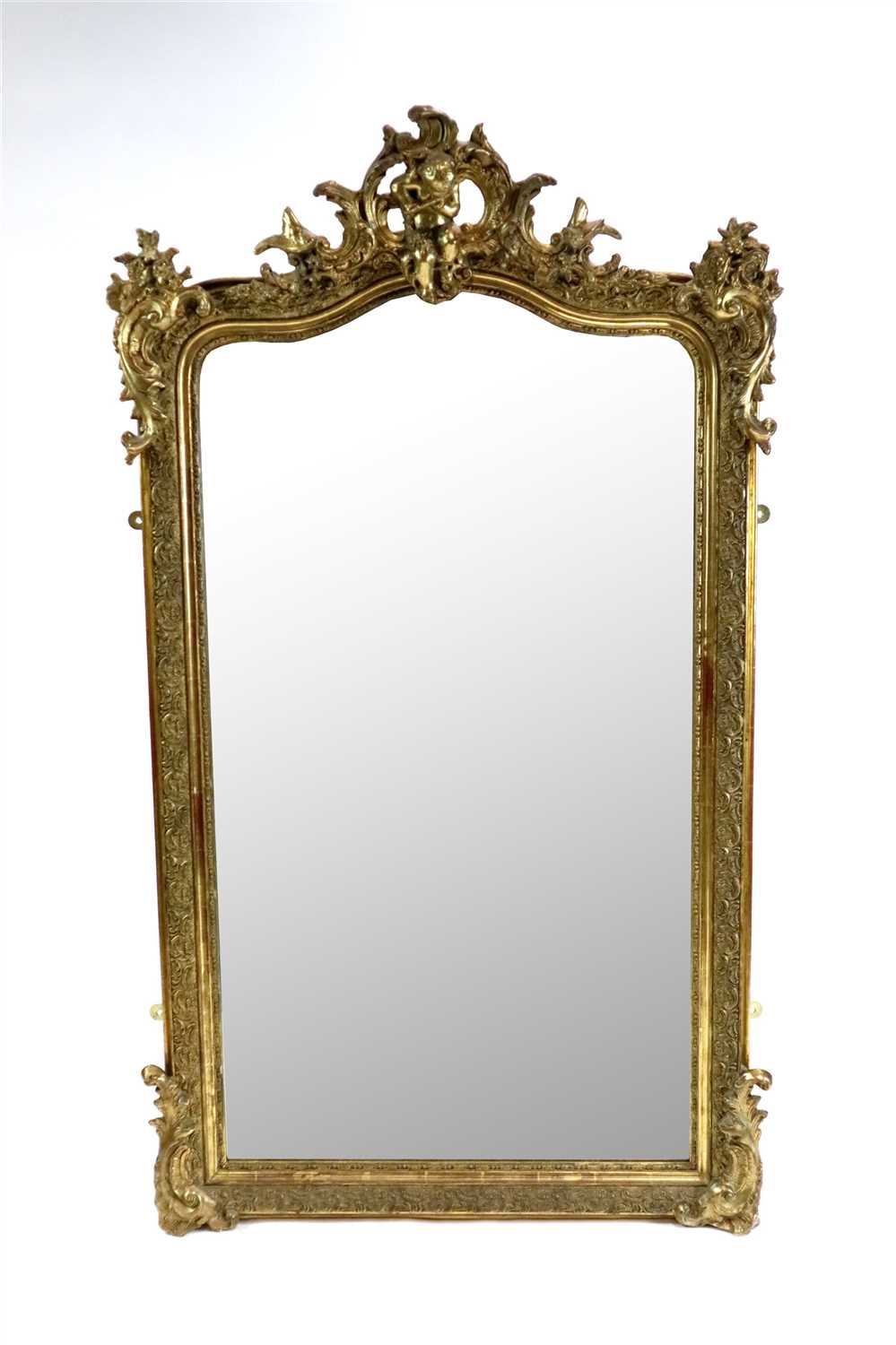 Lot 562 - A large French gilt framed wall mirror