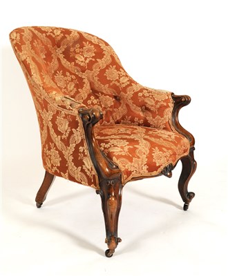 Lot 822 - A Victorian mahogany framed upholstered tub armchair