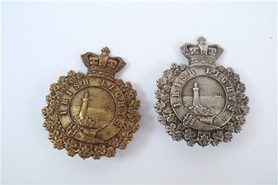 Lot 524 - Two scarce 19th century Irish Lights cap badges