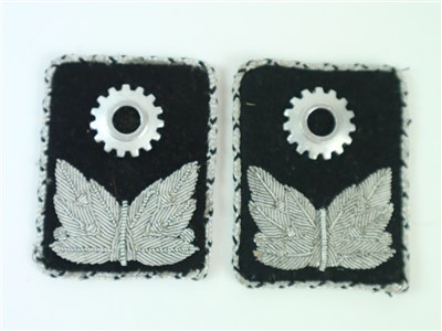 Lot 378 - Pair of German Third Reich Technische Nothlife collar tabs