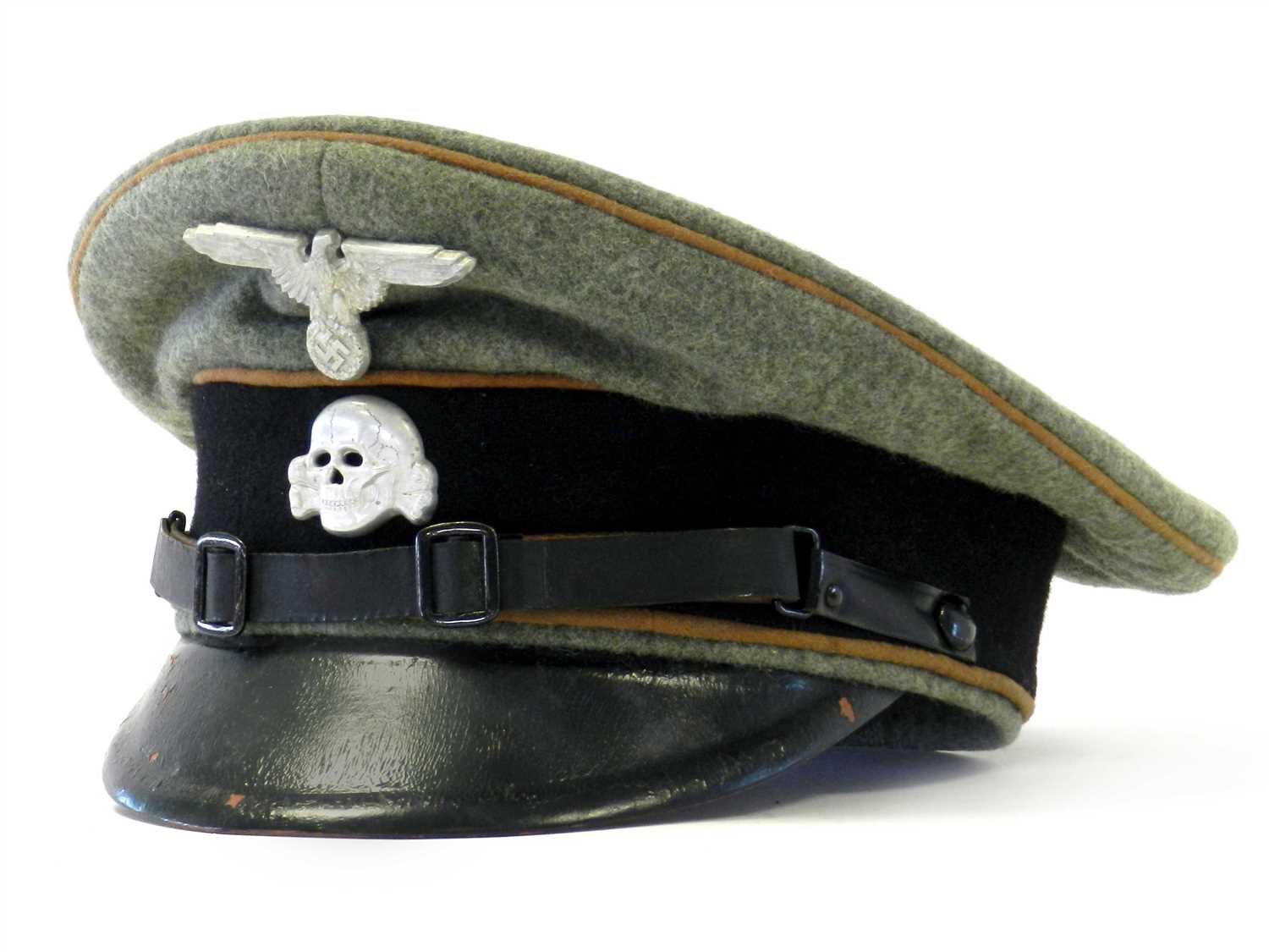 Lot 553 - A reproduction Waffen SS NCO/EM visor cap