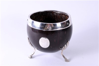 Lot 407 - A silver mounted coconut cup