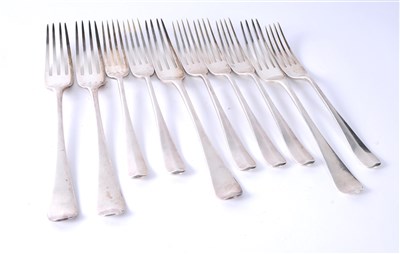 Lot 377 - Ten silver forks