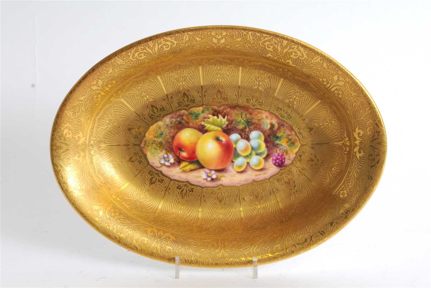 Lot 60 - A Royal Worcester oval fruit-painted dish