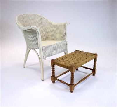 Lot 463 - A Lloyd Loom type painted woven tub chair in a...