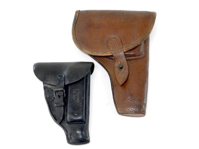 Lot 596 - A German Second World War brown pebble grain leather gun holster