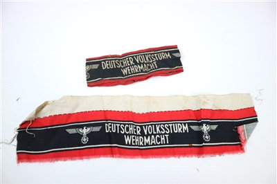 Lot 593 - Two German Third Reich Deutscher Wolkssturm Wehrmacht armbands