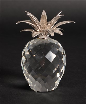 Lot 516 - Two Swarovski Crystal paperweight models of pineapples