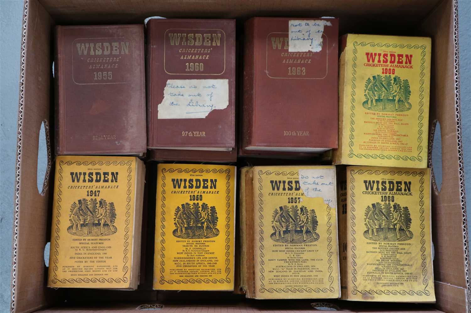 Lot 49 WISDEN CRICKETERS' ALMANACK 1948, 50, 55, 57,