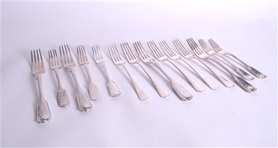 Lot 385 - Fourteen silver forks