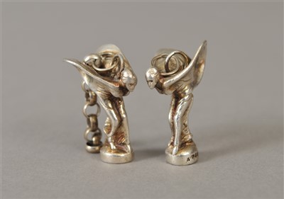 Lot 23 - A pair of miniature silver 'Spirit of Ecstasy' models