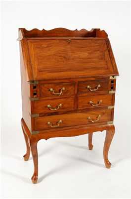 Lot 284 - A small brass banded hardwood bureau