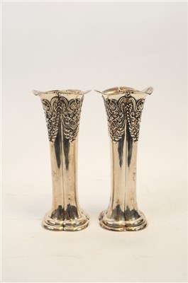 Lot 375 - A pair of silver mounted vases