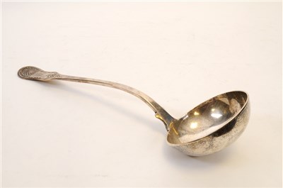 Lot 379 - A William IV Scottish silver soup ladle