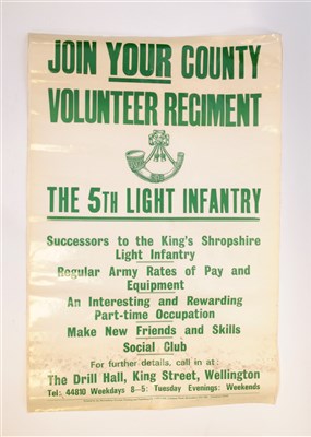 Lot 547 - Of local (Shropshire interest) a 20th century Regimental advertising poster