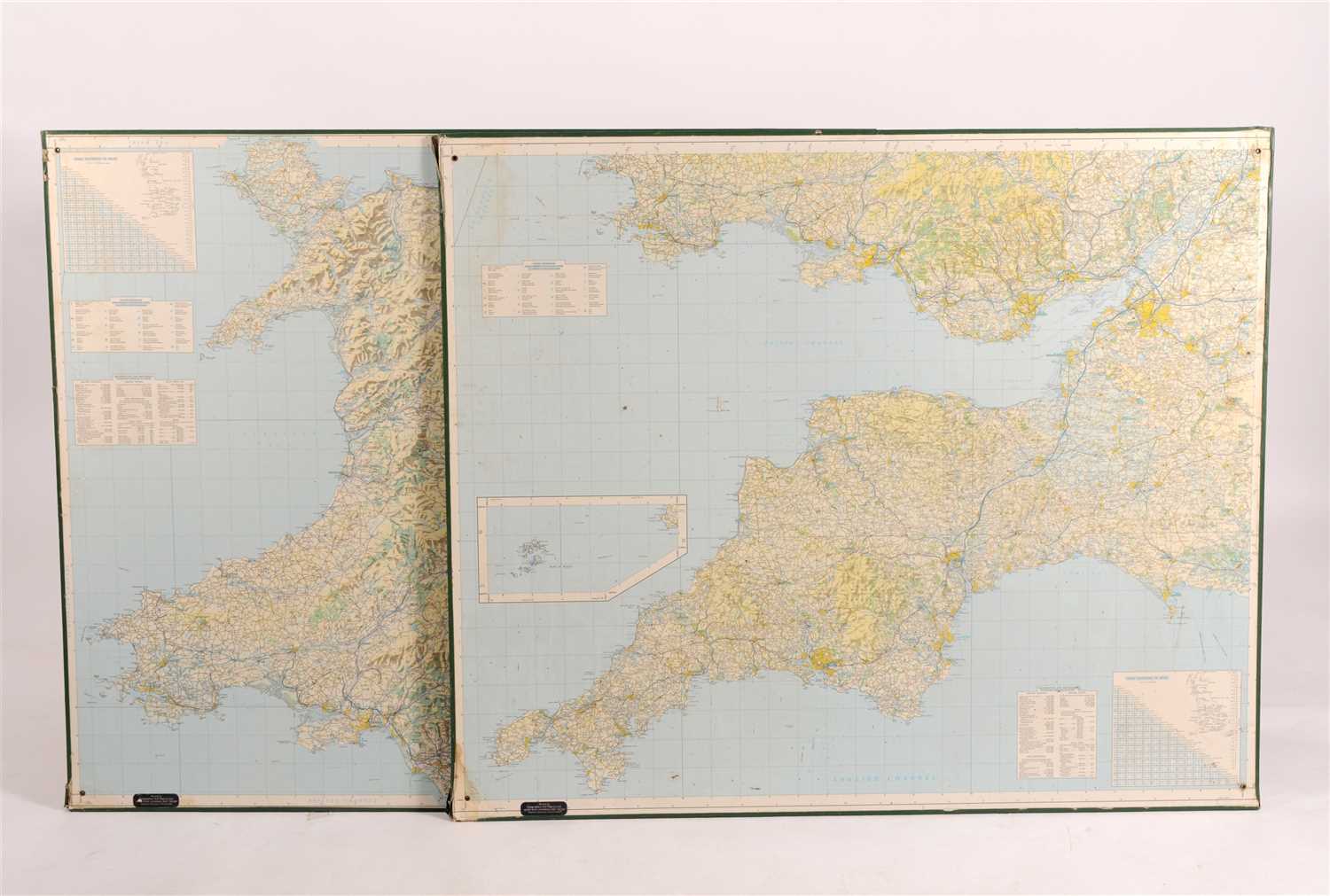 Lot 549 - Five large wall hanging map board of areas of The United Kingdom