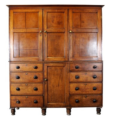 Lot 769 - A large 19th century oak livery / house keeper's cupboard