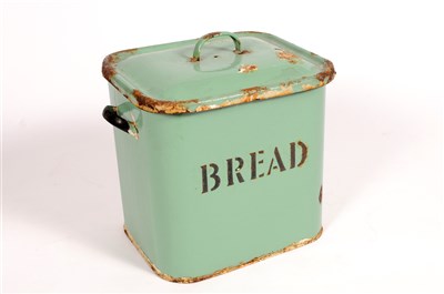 Lot 717 - A rustic 20th century enamelled lidded bread bin