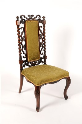 Lot 635 - A Victorian Carolean style upholstered carved rosewood hall / nursing chair