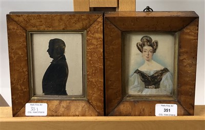 Lot 351 - silhouettes, watercolour and prints