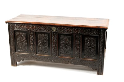 Lot 805 - A large 17th century panelled oak coffer