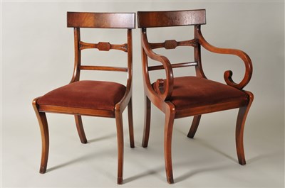 Lot 371 - A set of eight (6+2) mahogany bar-back dining chairs